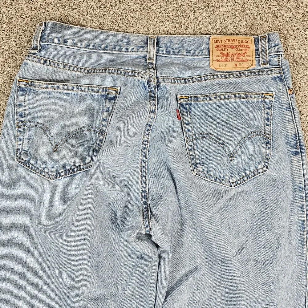 Levis 560 Jeans Mens 33x29 Light Wash Loose Tapered Relaxed Grunge Distressed